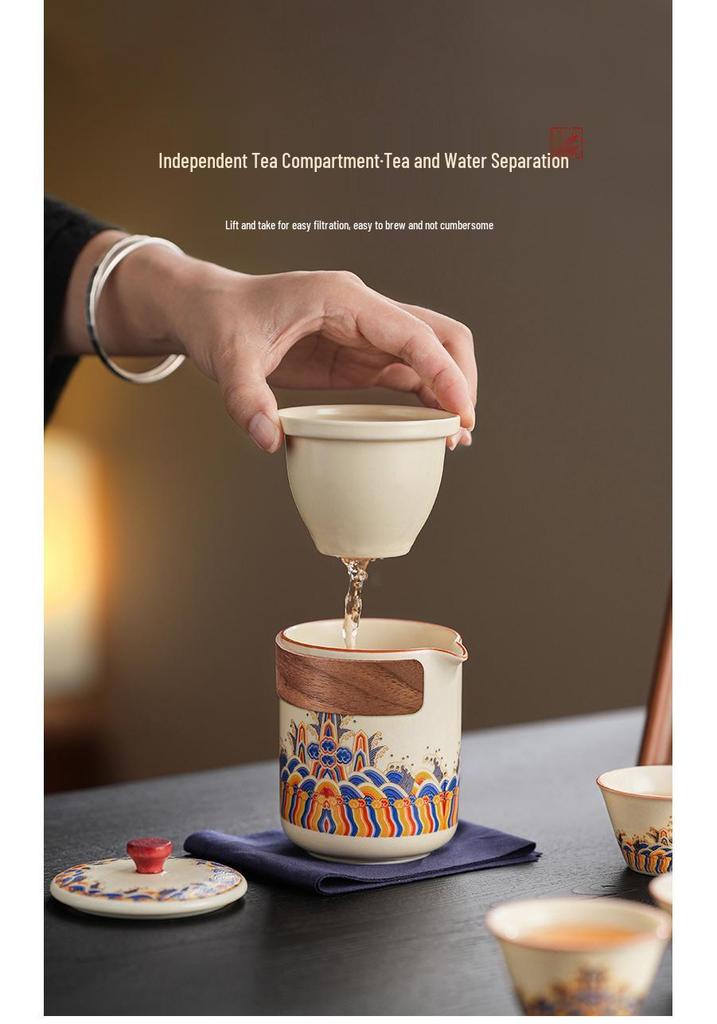 Retro Wave Portable Tea Set: Outdoor Gongfu Pot for Business & Cultural Travel