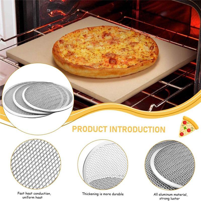 AEE4-3Pcs Pizza Screen 12 Inch Restaurant-Grade Pizza Rack With Seamless Edge Round Pizza Baking Pan Baking Tool