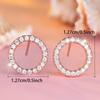 Popular Rose Gold Hollow Zircon Round Stud Earrings, Minimalist Basic Exquisite and Small Earrings