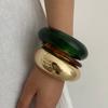 Personalized Smudge Amber Resin Open Bracelet Women, Fashion Metal Plain Ring Gloss Bracelet