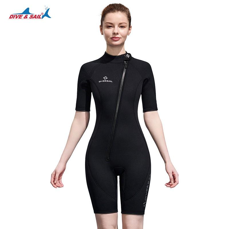 Diving Suit Men's 2MM Front Open Short Sleeve Warm Women's One-piece Snorkeling Surfing Swimsuit Shorts