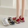 Thick-soled Through-net Sports and Leisure Shoes Women's Spring New Lightweight Dad Shoes Versatile Student Running Shoes