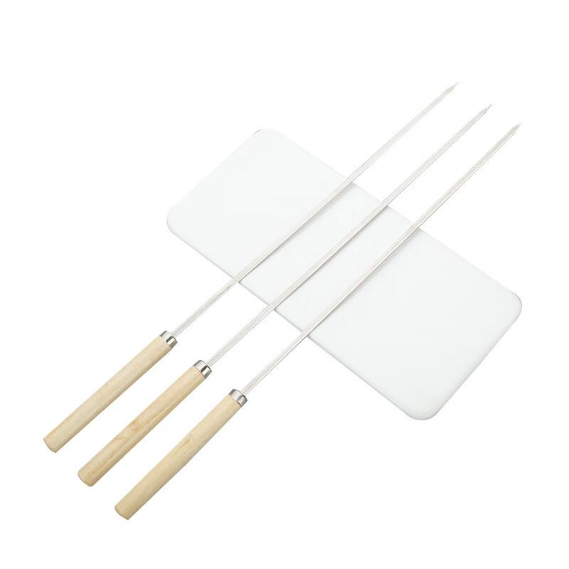ZISIZ Stainless Steel Wooden Handle BBQ Skewers