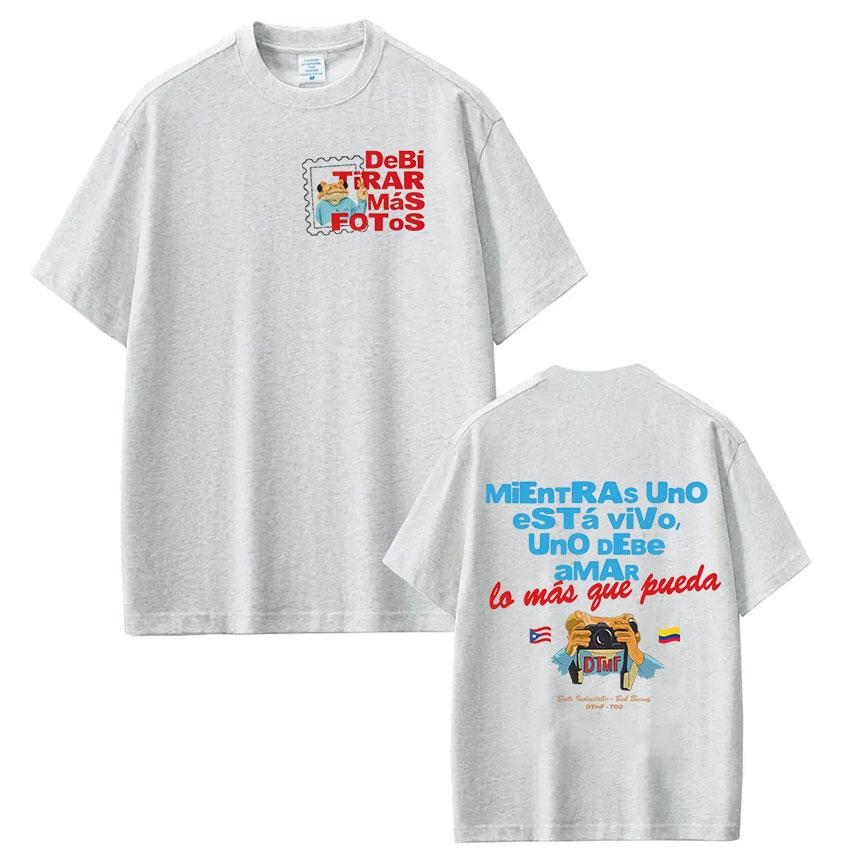 Rapper Bad Bunny Printed Unisexs Tshirt Debi Tirar Mas Fotos Dtmf Tour Fashion Unisexs Tshirt Streetwear Summer Unisexs Clothing