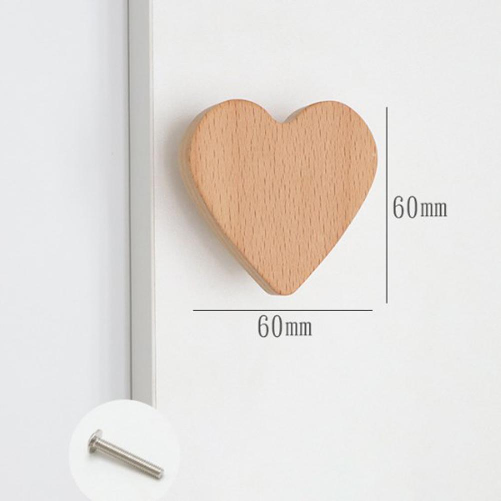 6 Pack Furniture Handles Cabinet Heart Shaped Wooden Handles Drawer Handles Solid Wood Cute Children\'s Room Handle Cabinet Door