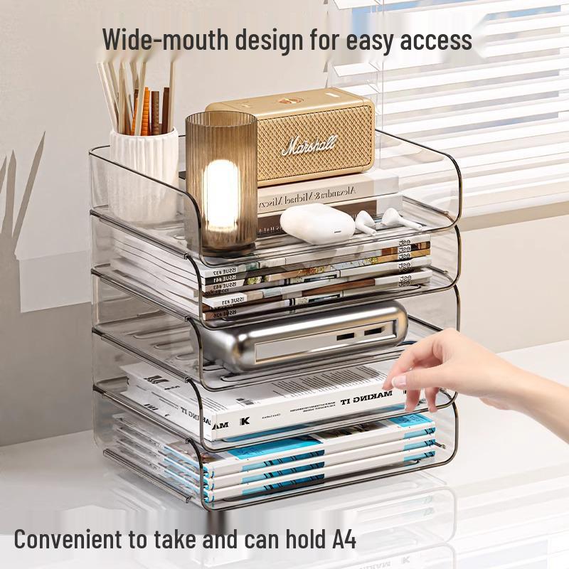 Acryl A4 Schreibtischorganizer: Transparentes Ablage- & Bücherregal