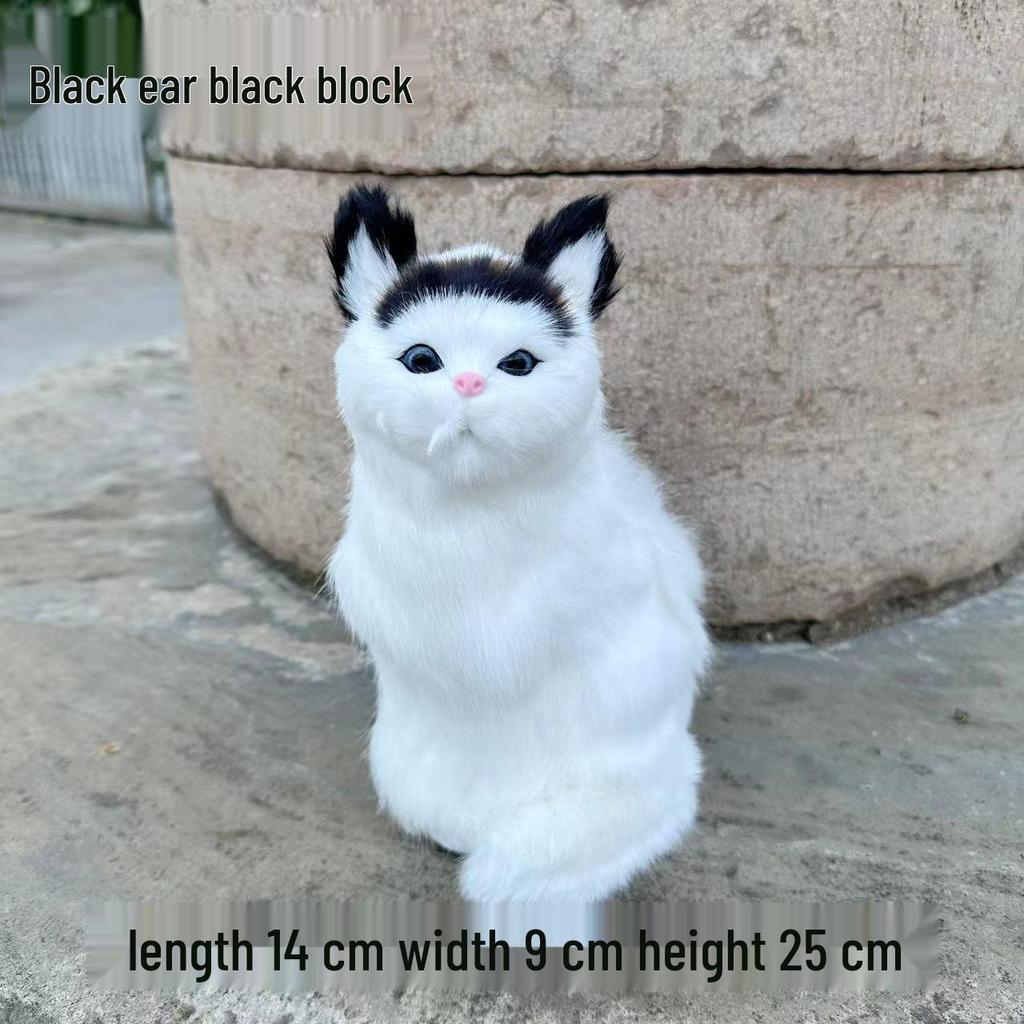 Simulated Kitten Squatting Cat Fur Craft, Zodiac Animal Figurine Toy for Dogs, Cats, and Rabbits.