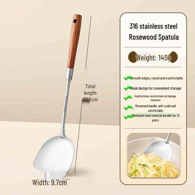 Chahua 316 Edelstahl Wok Pfannenwender mit Holzgriff