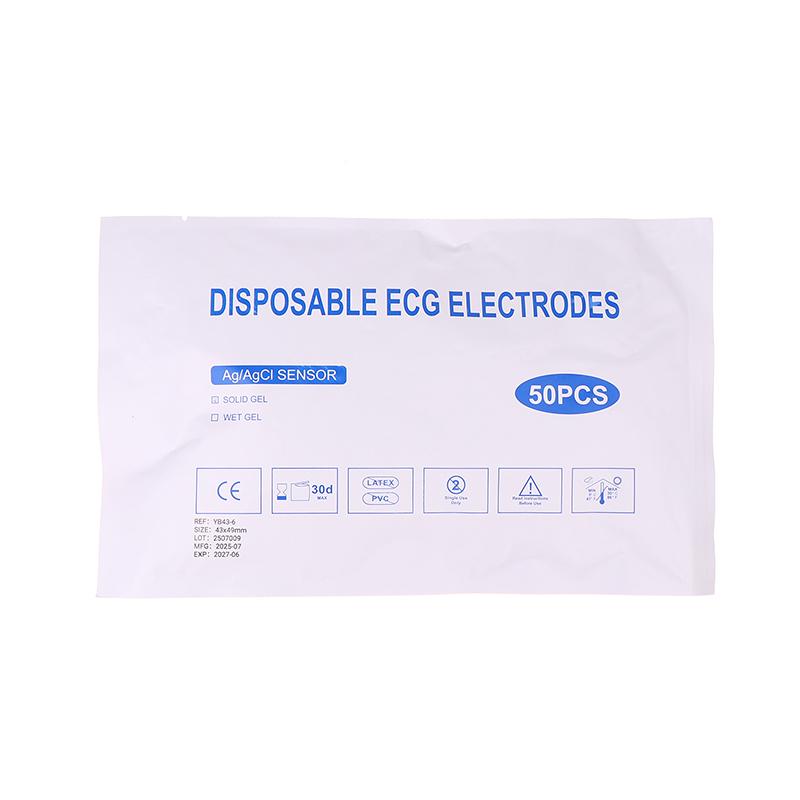 50PCS Each Bag 2439 White Foam Disposable ECG Electrode Pads Medical Patch ECG EKG Accessories For Pediatric Patient Size