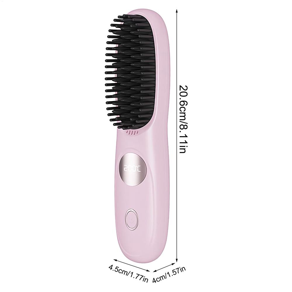 Portable Cordless Hot Hair Straighten Brush USB Charging Straightening Comb 3 Level Rechargeable Heating Comb For Daily Road