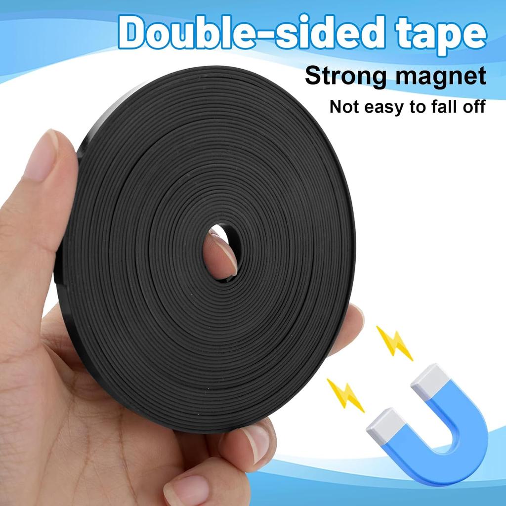 Black Magnetic Tape Roll Thin Strips, 1/4 inch x 25 feet Magnetic Whiteboard Graphic Decorative Tape Marking Line for Classroom Office Fridge Charts