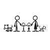 Comic Style Black and White Family Style Reflective Car Stickers