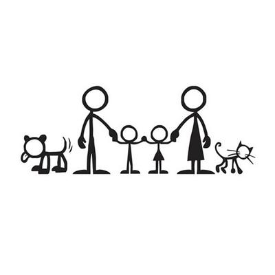 Comic-Stil Schwarz-Weiß Familien-Stil Reflektierende Autoaufkleber