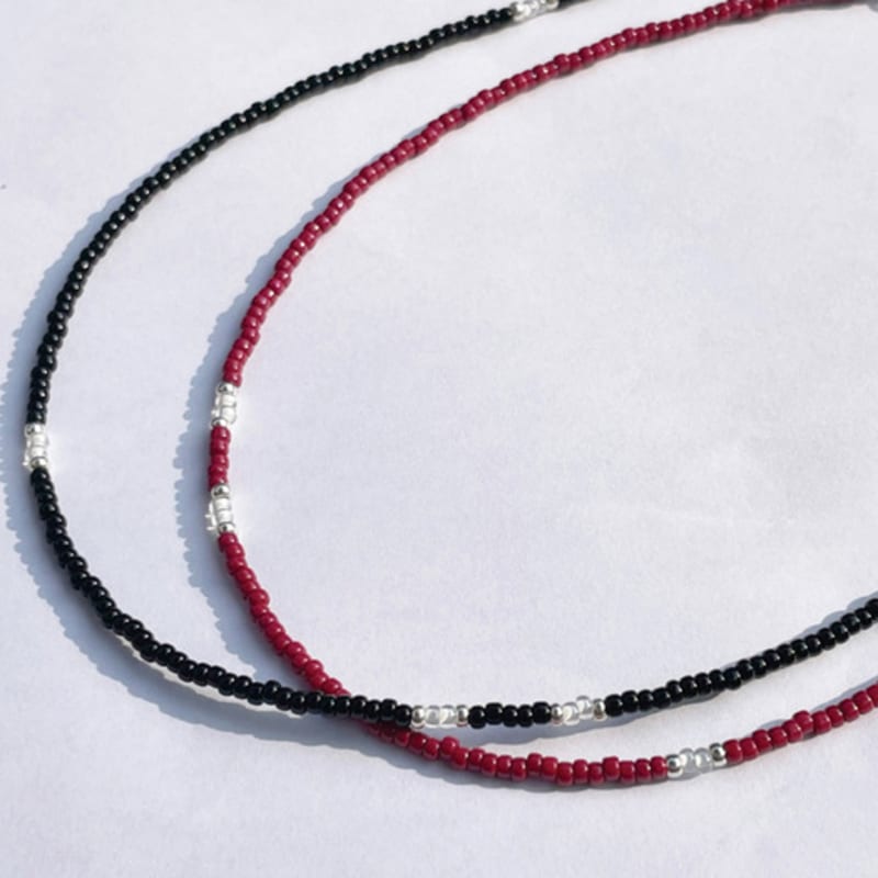 Standingfish Silver Point Necklace(wine)