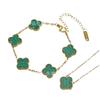 13mm Stainless Steel Clover Jewelry Set Necklace Bracelet Earrings Women Fashion Floral
