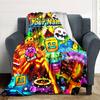 1pc Geometry Dash Blanket with Custom Name, Gift, for Men and Women, Soft Blanket, Good for Sofa Bed Couch Travel, Lightweight Flannel Blanket