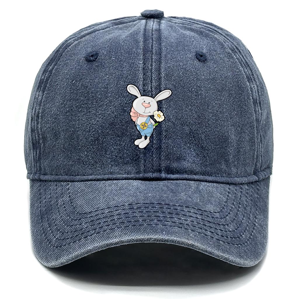 Cute Rabbit Printed Baseball Cap Adjustable Snapback Baseball Hat Solid Color Leisure Sport Hat For Golf Mountaineering Gifts