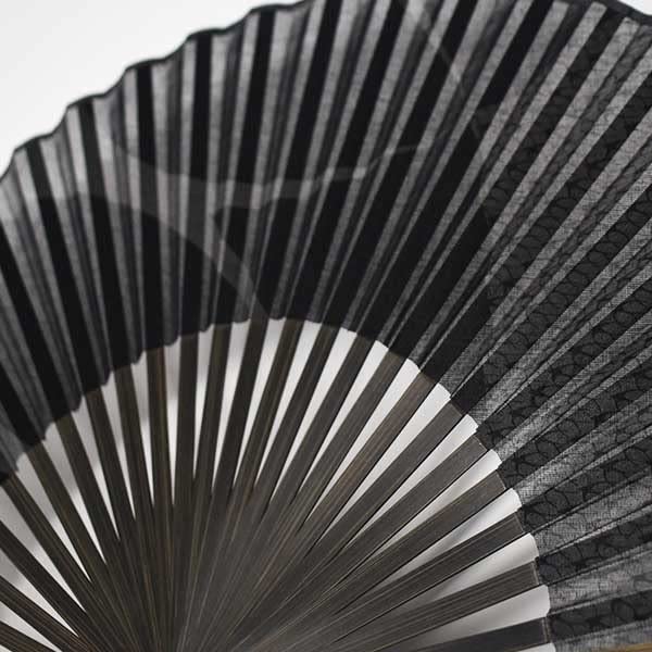 Kimono Fabric Fan and Fan Case Dyed Swallow 22cm [Stylish Iroha] Men's Fan, Set, Frame, Design, (Black)
