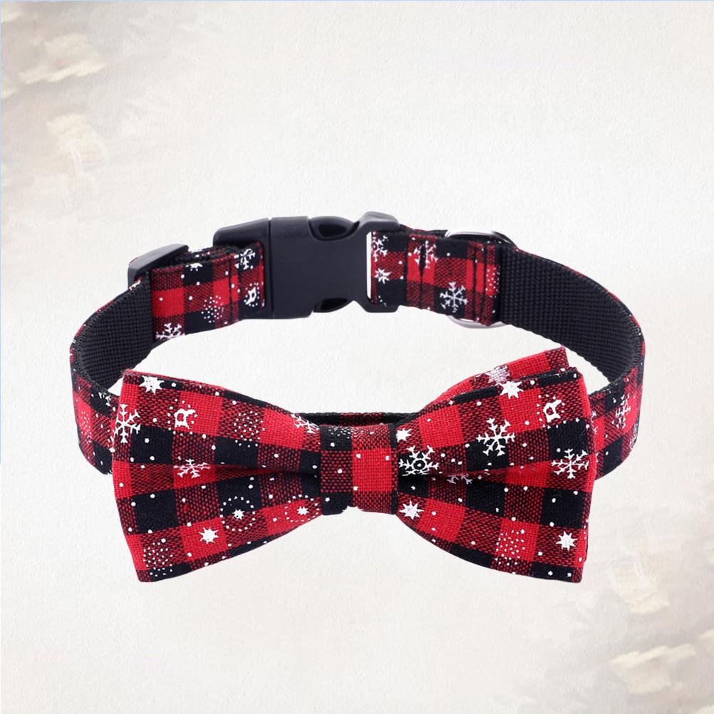Pet Collar For Dog Cat Adjustable Nylon Christmas Pattern Printed Durable Walking Accessory Snowflake Dog Collar