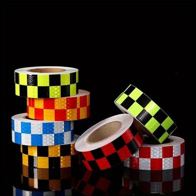 PVC Reflective Sticker Square Grid Checkered Pattern Reflector Tape Fluorescent Reflect Film for Truck Car Road