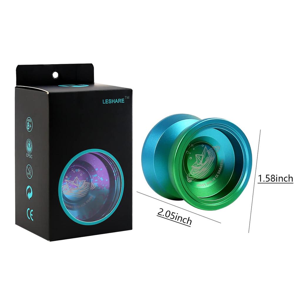 Professionelles responsives Aluminium-Yo-Yo für Anfänger, Fortgeschrittene, mit austauschbaren nicht-responsiven Kugellagern, 1 Handschuh und 5 Yo-Yo-Saiten