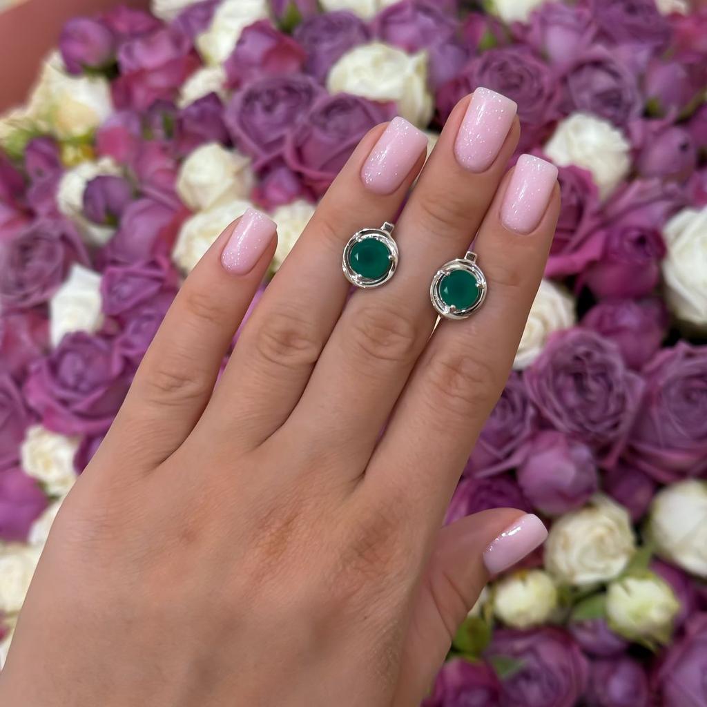 Silberne Ohrringe mit natürlichem Achat 3,575 ct (2171126)