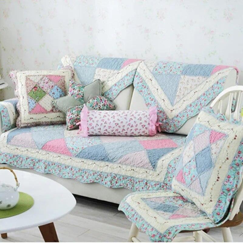 Cotton Plaid Sofa Cover for 2 3 Seater Couch Floral Square Backrest Armchair Chaise Lounge Sofa Fundas
