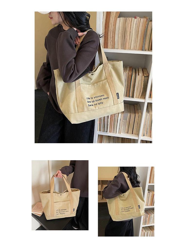 Borsa Tote in Tela Retrò da Donna 2026 – Versatile, Grande Capacità, da Mano o a Spalla Singola per il Pendolarismo