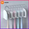 A Covered 5-Slot Toothbrush Holder, Self-Adhesive Wall Toothbrush Storage Rack, Plastic Bathroom Supplies