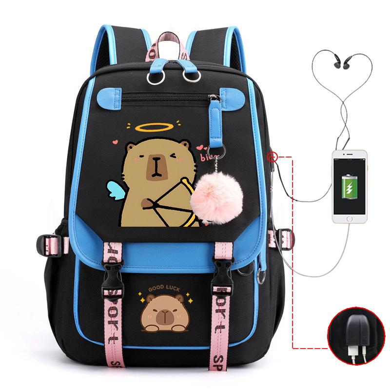 Campus Universal School Bag Kapibara Personality Trend USB Multifunctional Backpack Student New