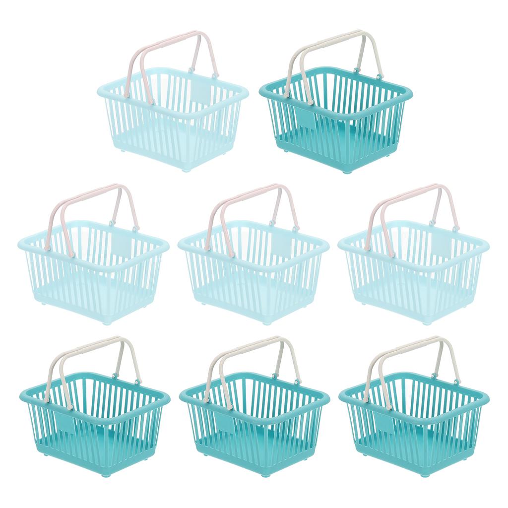 8 Stück Kleiner Plastikkorb Mini Aufbewahrungskorb Lebensmittel Winzige Einkaufskörbe mit Griff Organizer Gefiltertes Wasser für Spielzeug Snacks