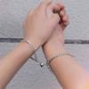 Fashion Simple Heart Shape Magnetic Couple Bracelet Silver Color Personality Vintage Women Man Promise Bracelet Lover Jewelry