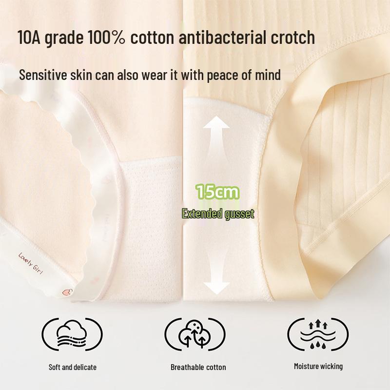 Women's Plus Size High Waist Cotton Antibacterial Triangle Briefs 