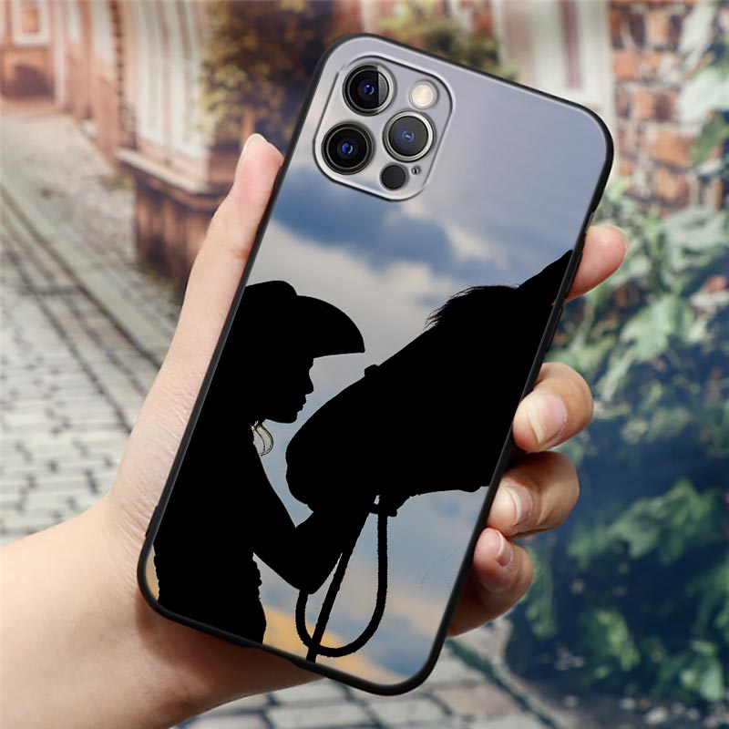 Horse Girl Animal Black Horses Phone Case For Apple iPhone 16e 16 15 14 13 12 11 Pro Max XR XS 7 8 Plus SE2 Cover Silicone Cases