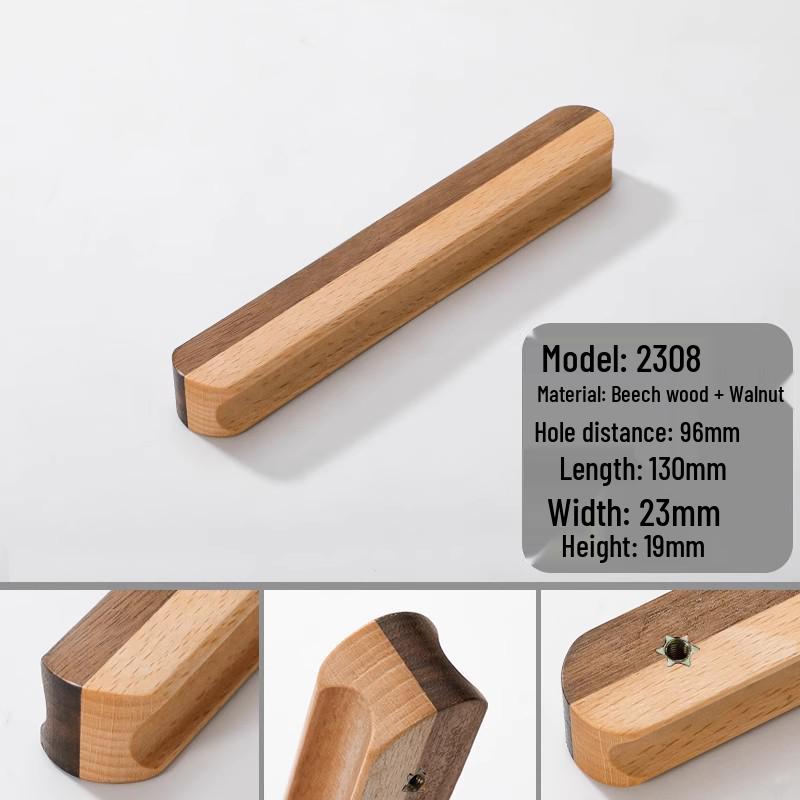 I-Shaped Solid Wood Cabinet Handle - Minimalist Japanese Design for Drawers and Wardrobes
