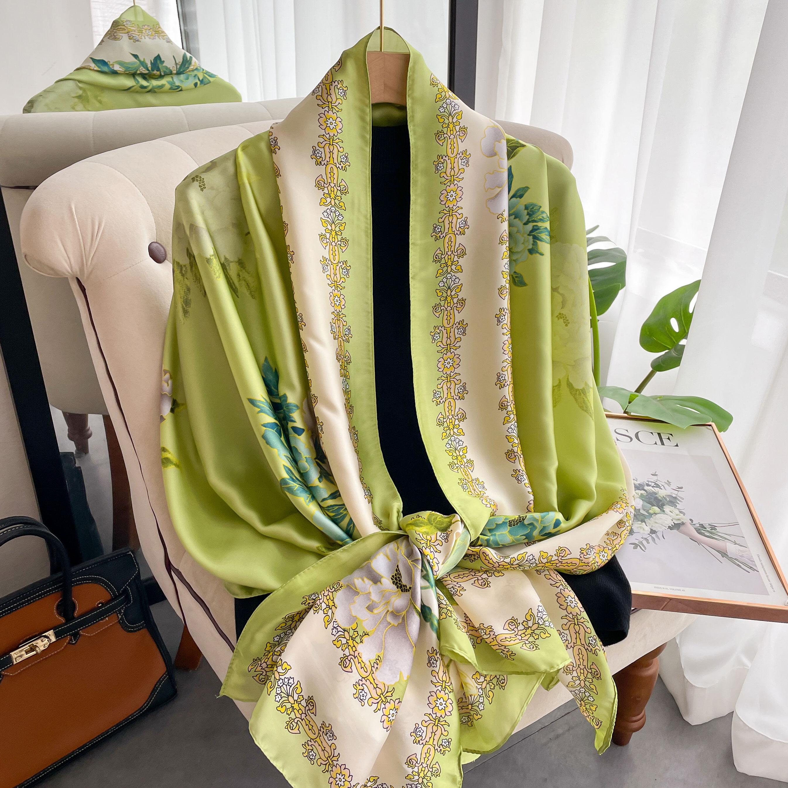 

180*90cm muffler fashion Luxury Brand Scarf Women New Style Fashion Color Matching Print Silk Lady Popular Headcloth Beach Shawl