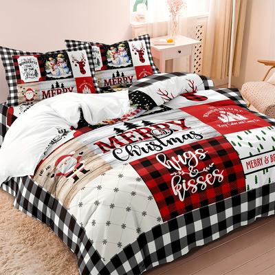 Contemporary Christmas Bedding Set Collection With Festive Digital Print Design - Machine Washable, Polyester