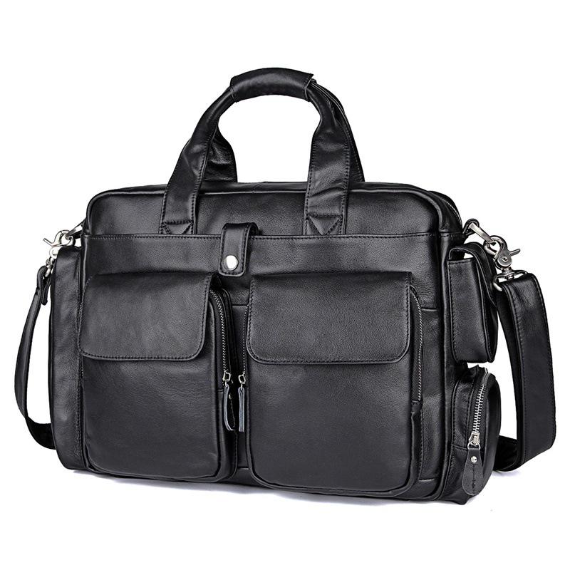 

Jiameida Casual Business Leather Briefcase - Multi-pocket 15.6 Laptop Bag