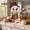 Customizable Picture Holder Halloween Wooden Photo Frame, Pumpkin Ghost Cat Cutout Decorative Stand Holder, Double-sided Holiday Tabletop Decor