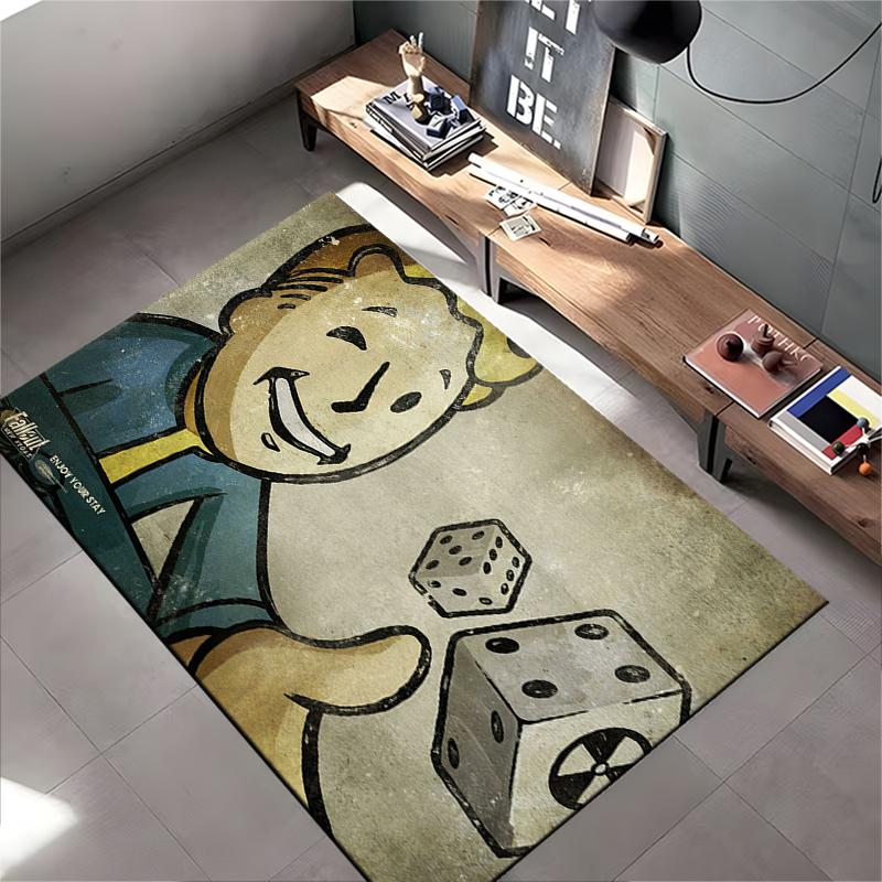"Vintage Boy with Dice Illustration Rug Non-slip Rug Suitable for Living Room and Bedroom Sofas"
