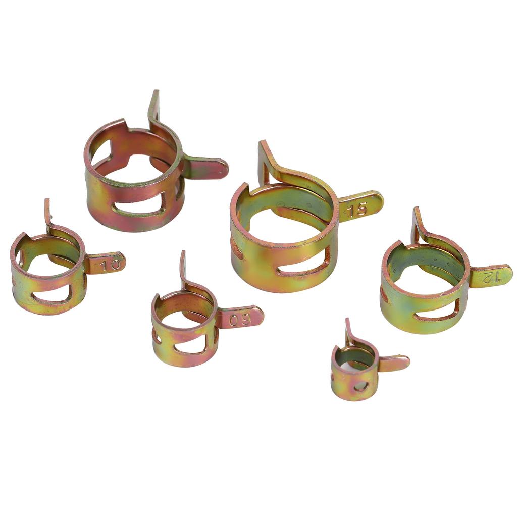 60pcs/Set Fuel Line Clamps Stainless Steel Tubing Pipe Spring Clips 6/9/10/12/14/15mm