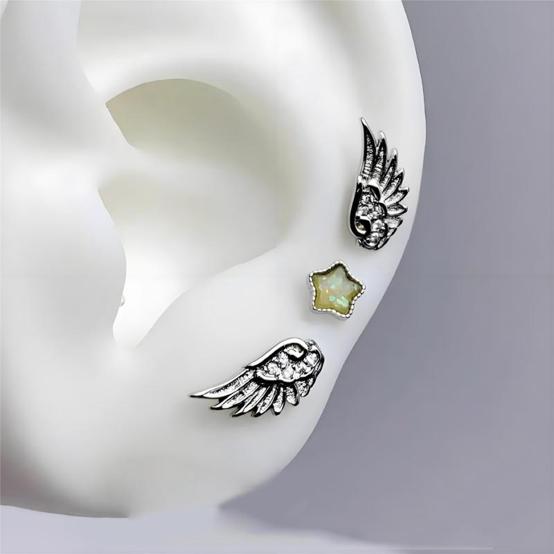 Lightweight Comfortable Star Angel Wing Studs Earrings Stylish Ear Accessories for Daily Wear Travel and Gifting