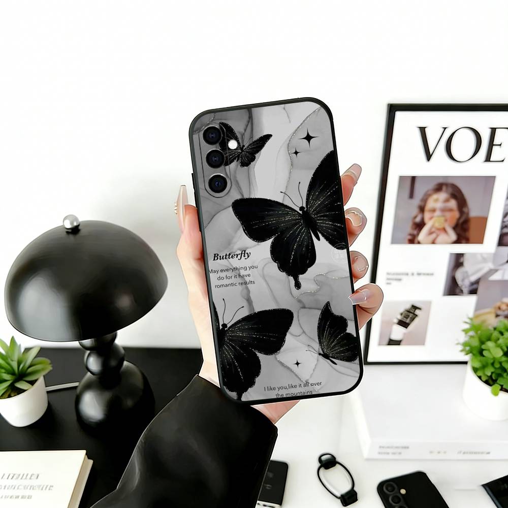 Dark Butterfly Series Phone Case For Samsung Galaxy A73,A72,A71,A70,A53,A52,A51,Others Soft Black Cover