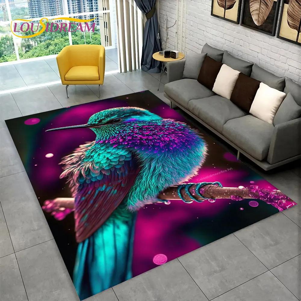 Exquisiter 3D-Teppich mit Vogel- und Blumenmotiv, Teppich für Zuhause, Wohnzimmer, Schlafzimmer, Sofa, Fußmatte, Küchendekoration, rutschfeste Bodenmatte