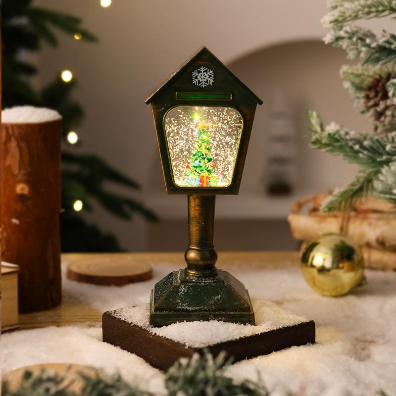 

New Christmas retro mailbox modeling desk lamp Santa luminous music water lamp decorative desktop ornament