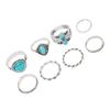 8pcs Turquoise Knuckle Ring Set Women Girls Bohemian Retro Stackable Finger Joint Rings Jewelry Accessory ZT250