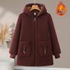 2025 Hooded Mid-Length Woolen Winter Jacket for Women with Plus Size and Thick Velvet Lining