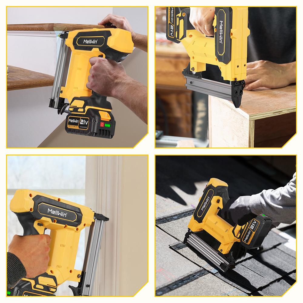 MELLWIN Cordless Electric Nail Gun 2 Mode Wireless Stapler Woodworking Framing Staple Gun Tools F30 For Makita 18V Battery Pin