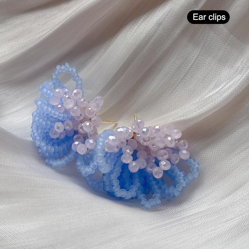 Summer Colorful Fringed Flowers Earring Temperament Elegant Personality Beaded Stud Earrings For Women Jewelry Gift
