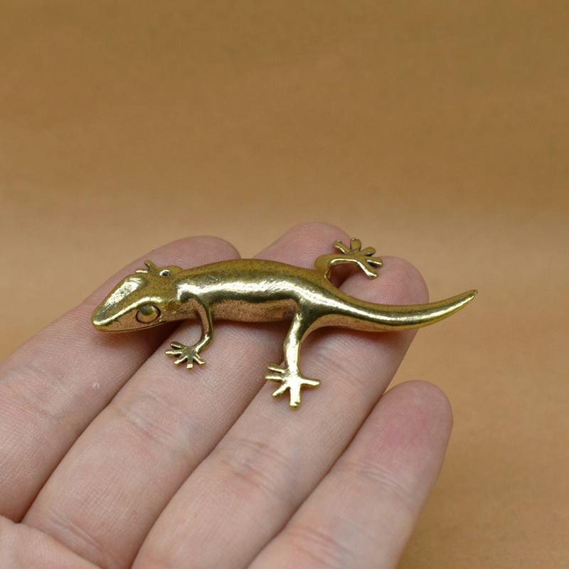 

Vintage Copper Gecko Tea Set Small Ornaments Antique Brass Animal Figurines Tea Pet Desk Decorations Home Decor Accessories